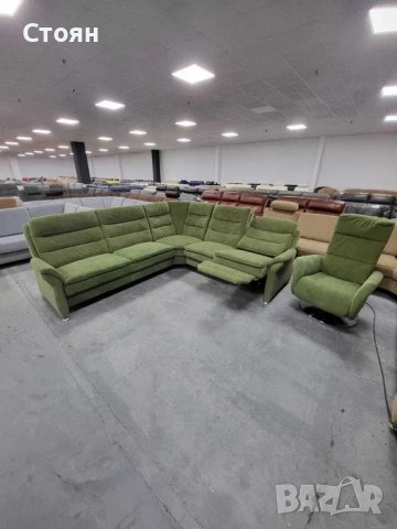 Зелен ъглов диван от плат с ел.релакс и фотьойл "PP - PF20073", снимка 9 - Дивани и мека мебел - 39965022