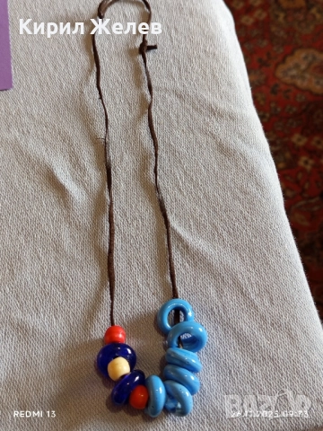 РЪЧНО ИЗРАБОТЕНО КОЛИЕ със СИНИ ПОРЦЕЛАНОВИ МЪНИСТА АРТ БИЖУ 52260, снимка 7 - Колиета, медальони, синджири - 52544950