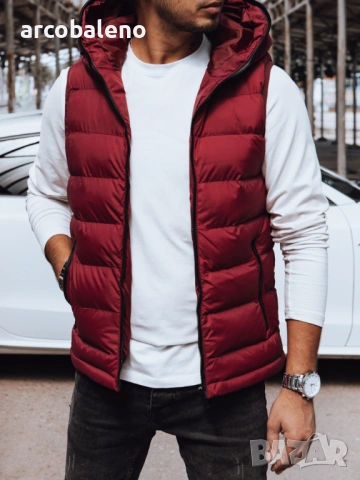 Ликвидация! Мъжка ватирана жилетка с качулка, 3цвята , снимка 2 - Суичъри - 47586150