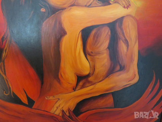 картина, еротика Мъжът и жената в огъня на любовта закриляни от огнения феникс - 18+, снимка 5 - Картини - 26491674