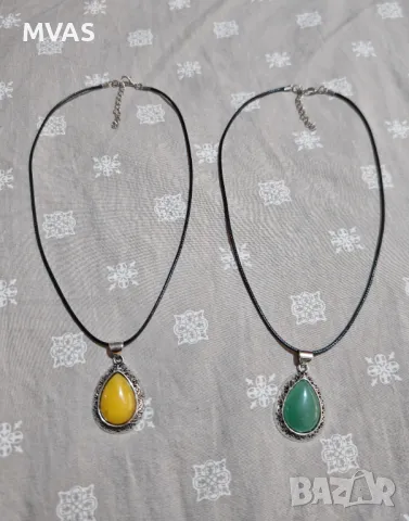 Ново колие медальон зелен авантюрин жълт яспис