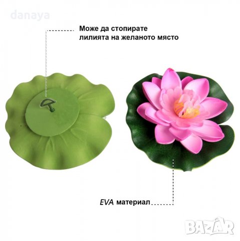 3643 Изкуствена водна лилия за езерце шадраван декорация за градината, снимка 13 - Градински мебели, декорация  - 40101399