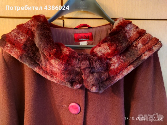 ДАМСКО БЪЛГАРСКО ВЪЛНЕНО ПАЛТО ЦВЯТ ВИШНЕВО ХЛ СУПЕР ЕВТИНО!, снимка 3 - Палта, манта - 52090304