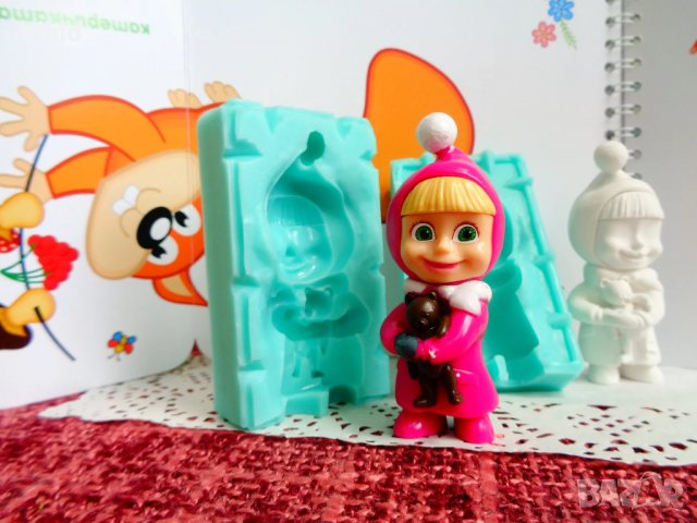 Маша с мече силиконов молд форма за фондан украса торта декорация