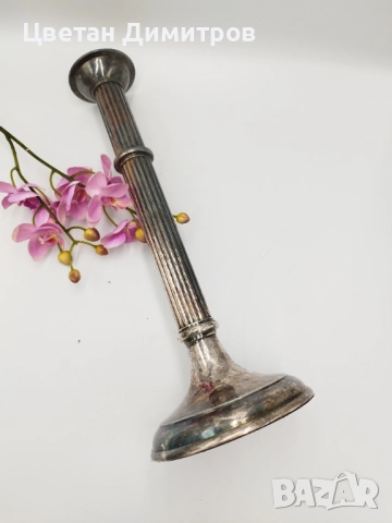 Огромен посребрен винтидж свещник, снимка 4 - Антикварни и старинни предмети - 51725318