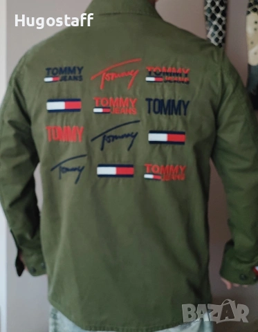 Военно Tommy Jeans TJM CARGO JACKET мъжко яке military Style зелено памук ХЛ , снимка 5 - Якета - 53281724