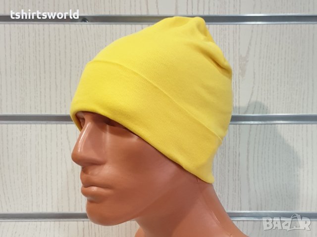 Нова мъжка зимна шапка с подгъв в жълт цвят, снимка 11 - Шапки - 39325389