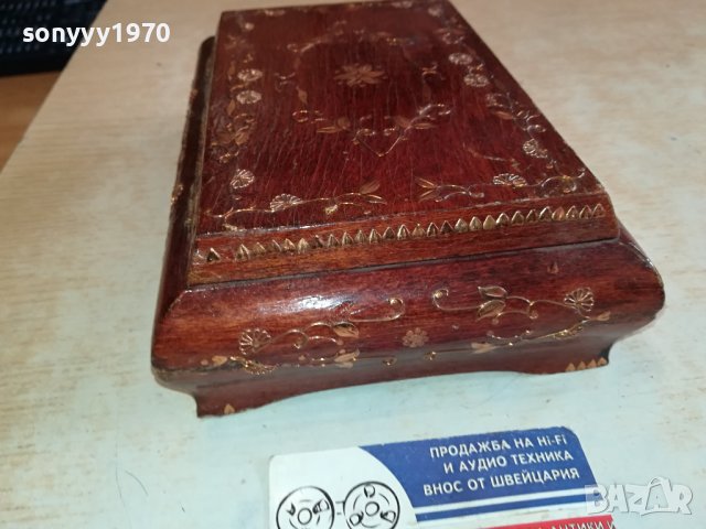 КРАСИВА КУТИЯ ДЪРВО С ИНКРУСТАЦИЯ ЗЛАТО 2612231612, снимка 11 - Антикварни и старинни предмети - 43552644