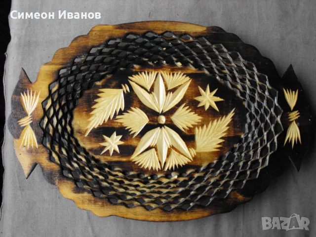Интересен дървен поднос панер #0641, снимка 1