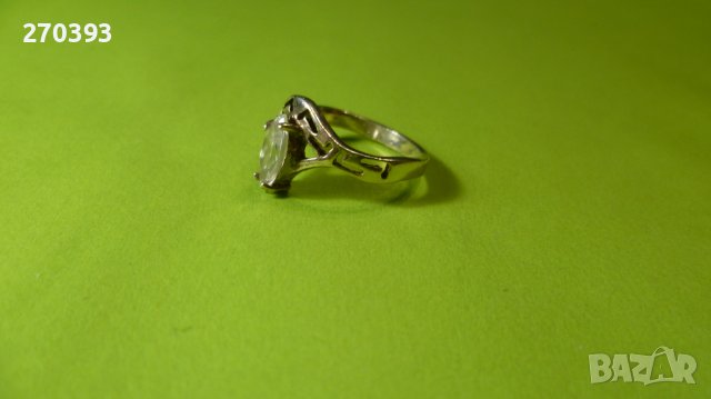 Сребърен пръстен с бял фасетиран кристал и елементи Версаче, снимка 3 - Пръстени - 38733068