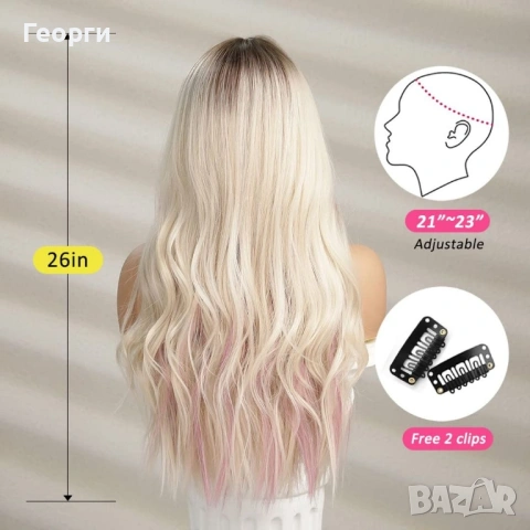 Перука OUFEI Ombre Blonde, снимка 3 - Аксесоари за коса - 53180786