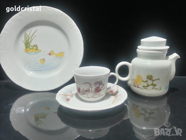 Стар български порцелан детски комплект , снимка 2 - Антикварни и старинни предмети - 19013515