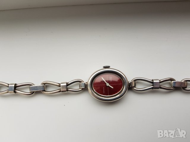 Дамски механичен посребрен часовник Сarex, снимка 5 - Дамски - 28002247