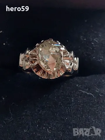 Дамски златен 18к пръстен с диамант 2 карата, стар шлайф/Продаден