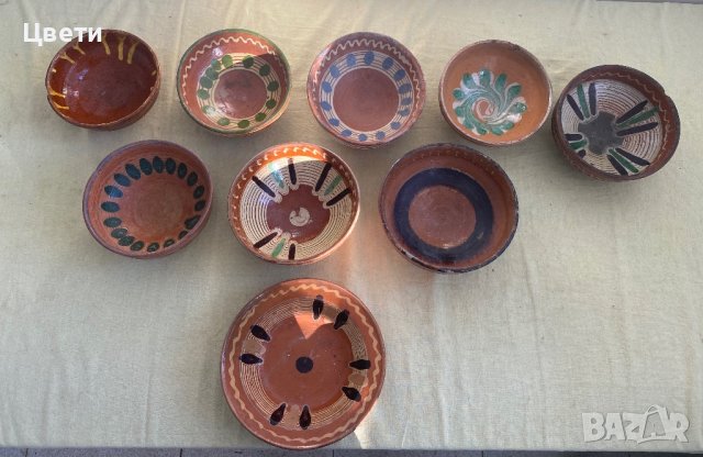 Стари керамични купички - 9 броя , снимка 1 - Антикварни и старинни предмети - 43923643