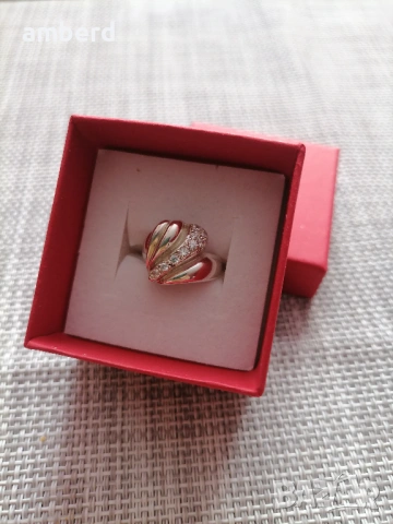 Елегантен сребърен пръстен модел R038, снимка 6 - Пръстени - 53411578