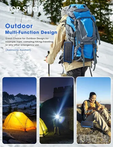 Мощна соларна батерия Solar Power Bank 36000mAh DJROLL  Qi, снимка 6 - Външни батерии - 48648416