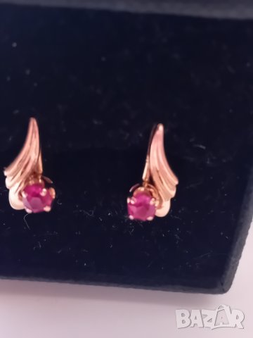 Антикварни руски златни обеци с рубинчета