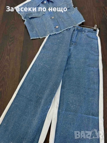 Дамски Син Дънков Комплект Код A1245, снимка 4 - Комплекти - 53490203