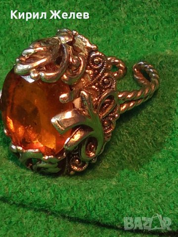 ВИНТИДЖ ПОСРЕБРЕН РЯДЪК АР-НУВО РЕТРО ПРЪСТЕН с ГОЛЯМ ФАСЕТИРАН ЦИТРИН РЪЧНА РАБОТА 20509