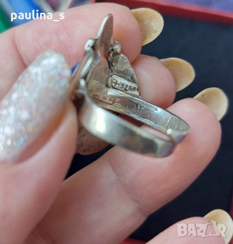 Винтидж / Античен ръчно изработен сребърен пръстен проба H925s "Noway" камък Лапис лазули, снимка 7 - Пръстени - 32484159