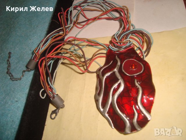 ГОЛЯМ ЕМАЙЛИРАН СРЕБРИСТ ФЕШЪН АРТ МЕДАЛЬОН 25517, снимка 3 - Колиета, медальони, синджири - 35518076