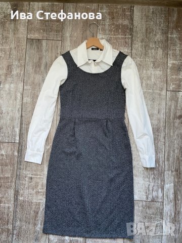 Комбинирана елегантна  рокля MEXX с бяла риза елегантна изчистена колежански училищен стил , снимка 11 - Рокли - 39721243