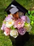 Тематични букети със сапунени цветя и плюшено мече за абитуриенти /абсолвенти, снимка 10
