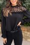 Дамска блуза в черен цвят с ефектно деколте, снимка 1 - Блузи с дълъг ръкав и пуловери - 43063553