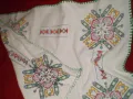 Винтидж ръчно бродирана покривка за маса с кръстат бод, ръчно изработена покривка за маса, снимка 6