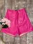 Нови кожени къси панталони бонбонено розови с висока талия , снимка 5