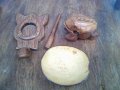 Лот от три предмета дървени пепелник и жаба и черупка от костенурка, снимка 3