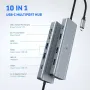 10 в 1 USB C хъб, докинг станция за адаптер TymypUSB C, 4K HDMI за Mac Pro/Air с LAN RJ45, USB C 3.0, снимка 5