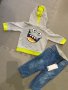 Нови дънки с блуза,12м, снимка 1 - Комплекти за бебе - 27784896
