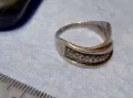 СТАР РУСКИ СРЕБЪРЕН ПРЪСТЕН СРЕБРО 925 с 2ри ЩЕМПЕЛ ХБО ИНКРУСТИРАН с БЛЕСТЯЩИ ЦИРКОНИ 47527, снимка 13