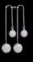 Sale Сребърни висящи обеци топчета с кристали,double balls,white/нови