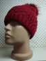 Дамска плетена шапка с естествен косъм лукс- мпш40, снимка 1 - Шапки - 43302170