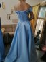 Бална синя рокля с 3Д цветя, снимка 4