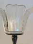 ретро стъклен свещник с метален пиедестал 22/4, снимка 3