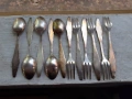 Ковано сребро- стар антикварен комплект лъжички и вилички, снимка 3