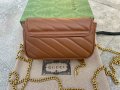 Gucci Кафява коженa Marmont Супер мини чанта Гучи GG лого Made in Italy, снимка 4