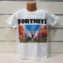 Нова детска тениска в бял цвят с дигитален печат Fortnite, снимка 8