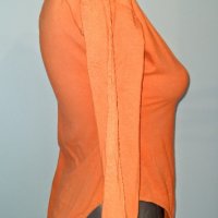 Памучно еластично боди в цвят Портокал / оранжево боди , снимка 3 - Блузи с дълъг ръкав и пуловери - 28332488