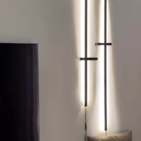 LED лампа черен цвят за стена / Алпик от дърво 1м, снимка 1 - Друга електроника - 43880218