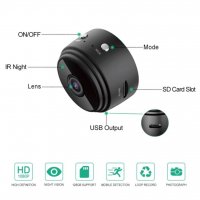 WiFi Full HD мини скрита камера с нощно виждане, за дома, кола, автомобил, колело, снимка 6 - HD камери - 33379505