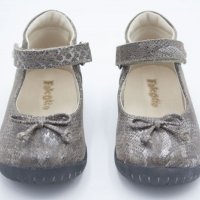 №18, Официални обувки за момиче сиви с панделка и велкро, снимка 3 - Бебешки обувки - 28616929