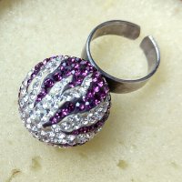 Нов сребърен пръстен  топка, с регулация / проба 925 с камъни Swarovski , снимка 2 - Пръстени - 26293601