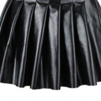2XL/4XL Къса кожена , плисирана черна пола , снимка 1 - Поли - 40069751