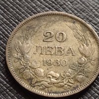 СРЕБЪРНА МОНЕТА 20 лева 1930г. Царство България Борис трети 32475, снимка 2 - Нумизматика и бонистика - 38317845