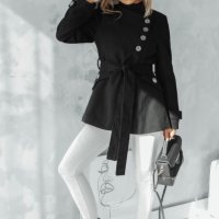 Елегантно палто с копчета в черно , снимка 2 - Палта, манта - 43940650